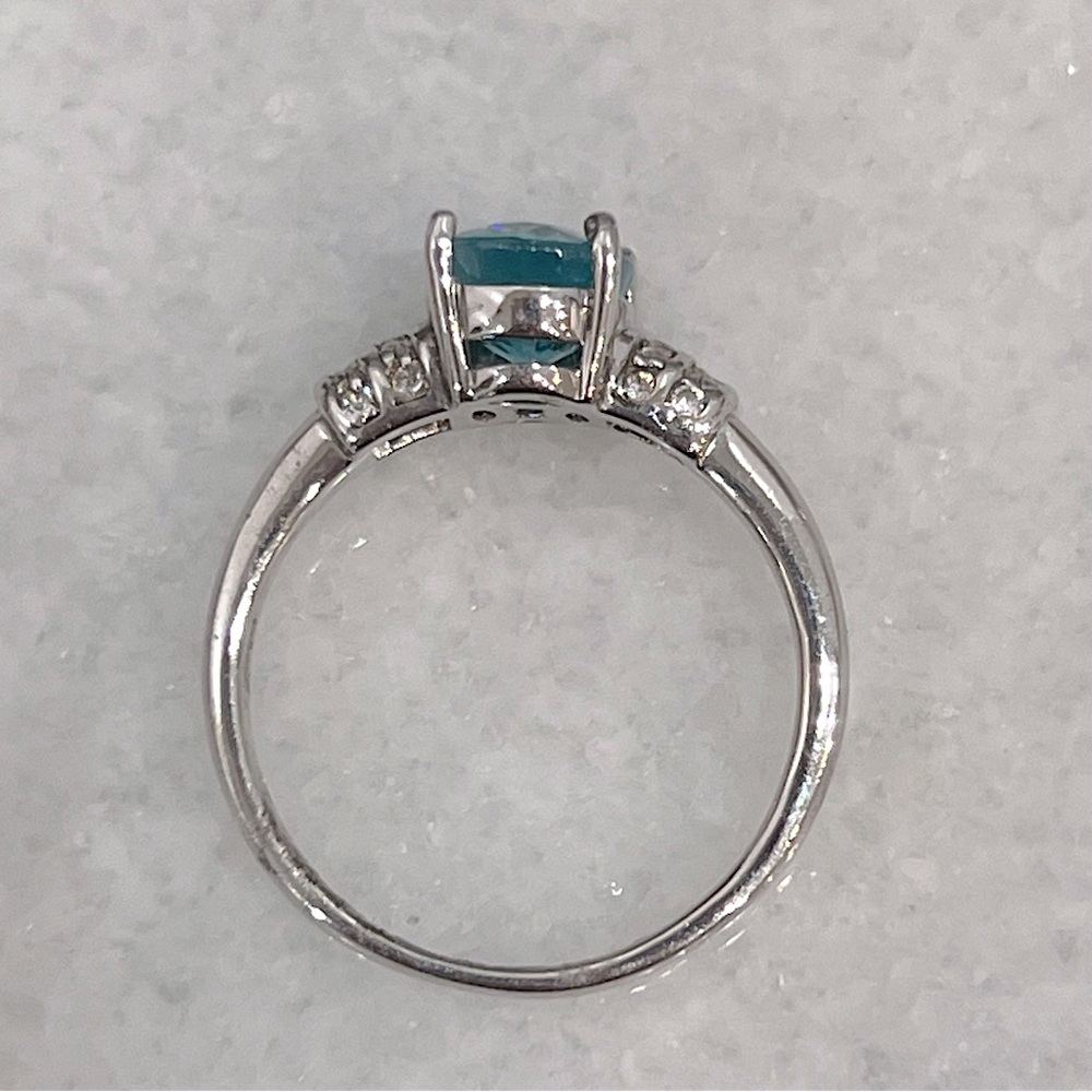 Cambodian Blue Zircon White Zircon Sterling Silver Ring - Picture 12 of 13